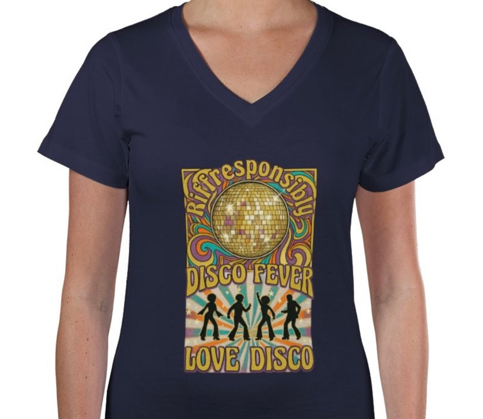 Riff Responsibly | Love Disco Women V Neck T-Shirt