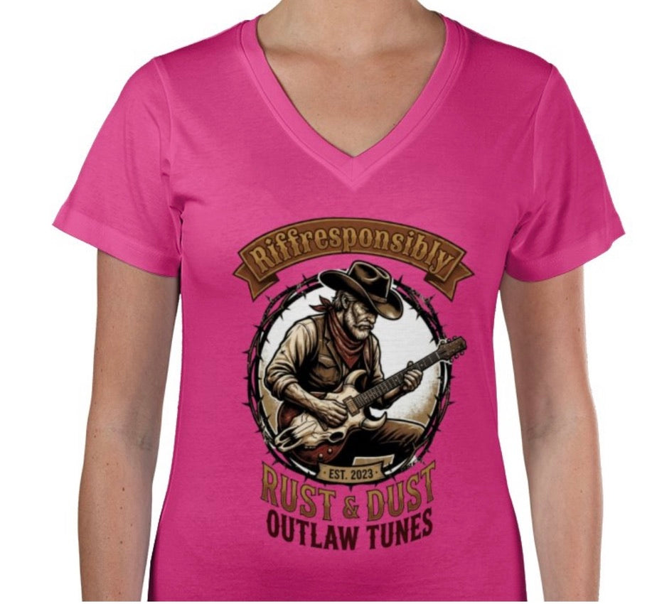 Riff Responsibly | Rust & Dust V Neck T-Shirt Women