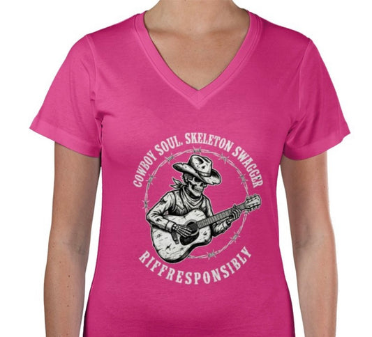 Riff Responsibly | Cowboy Swag V Neck T-Shirt Women
