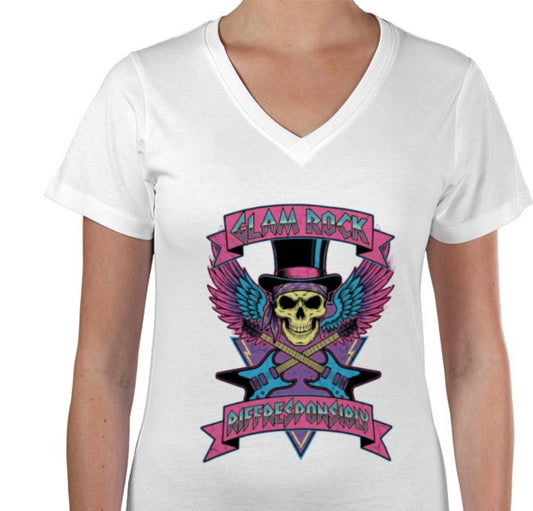 Riff Responsibly | Glam Rock V Neck T-Shirt Women