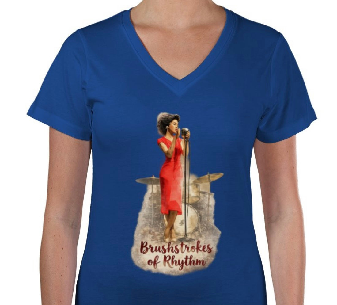 Riff Responsibly | Brushstrokes Of Rhythm V Neck T-Shirt Women