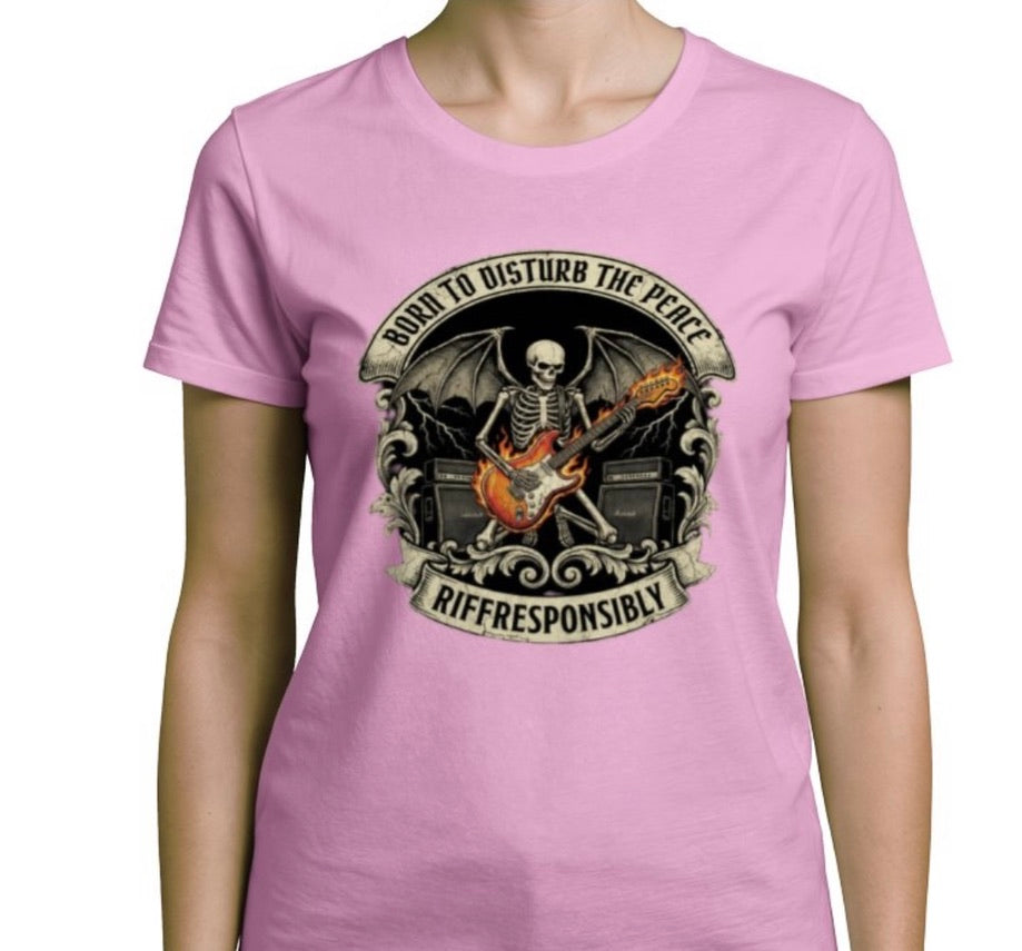 Riff Responsibly | Born To Disturb The Peace V Neck T-Shirt Women