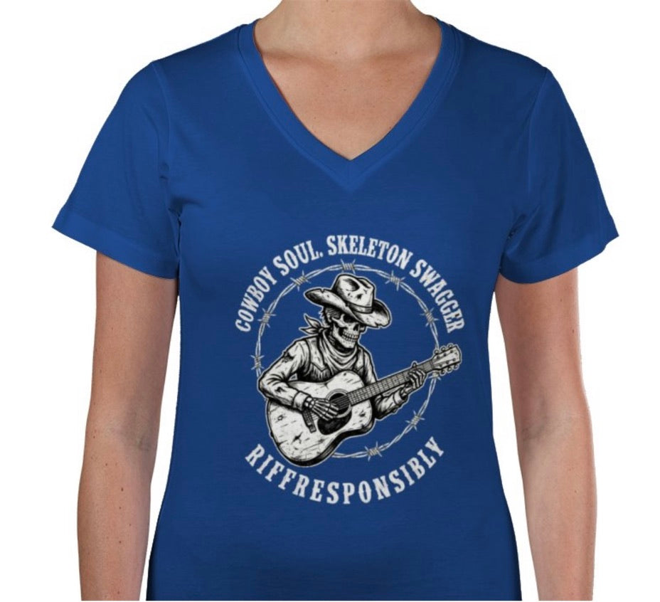 Riff Responsibly | Cowboy Swag V Neck T-Shirt Women