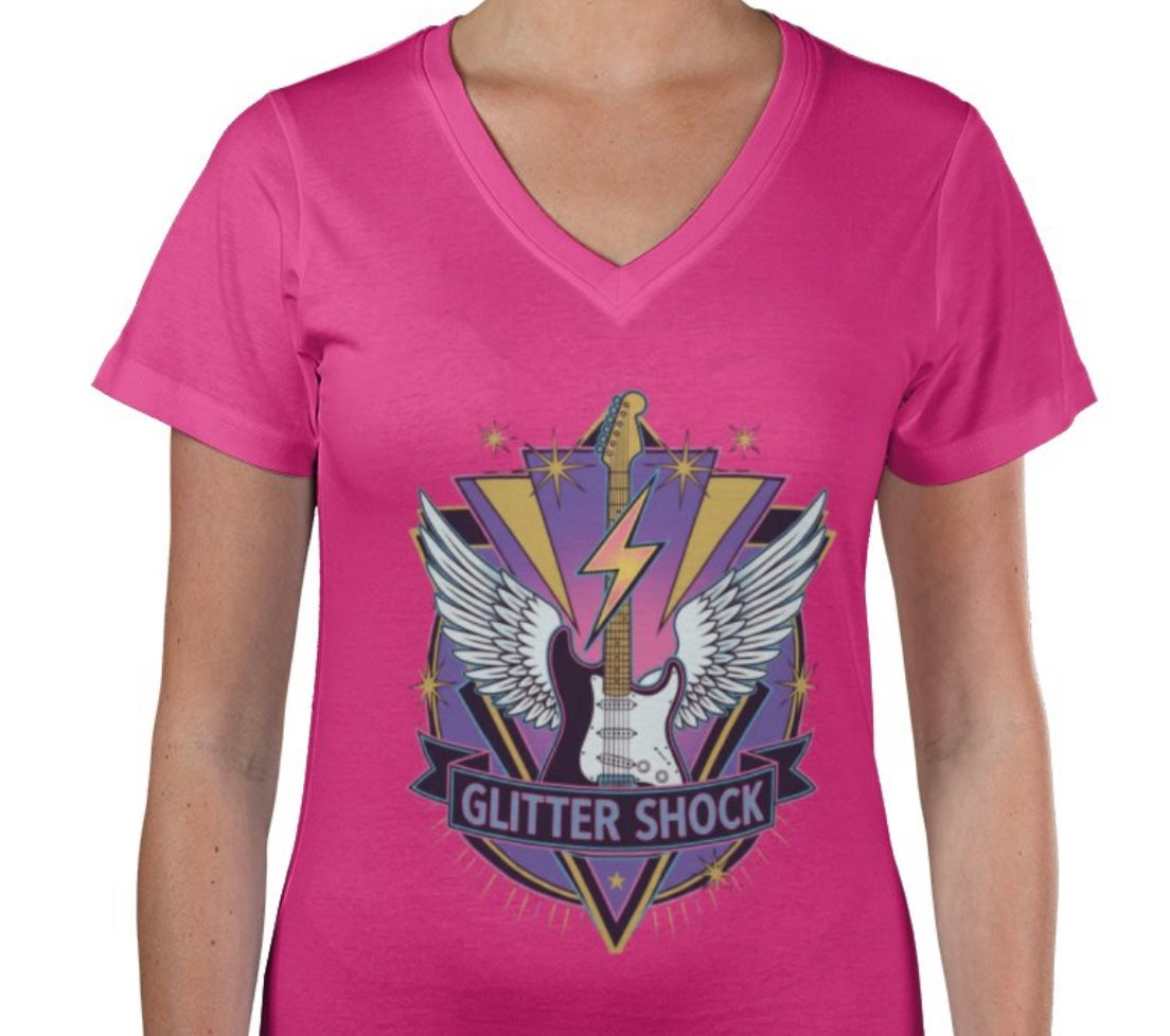 Riff Responsibly | Glitter Shock V Neck T-Shirt Women