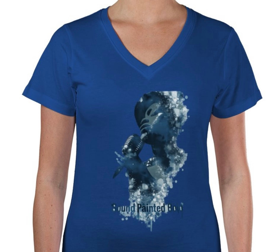 Riff Responsibly | Sound Painted Bold Women V Neck T-Shirt