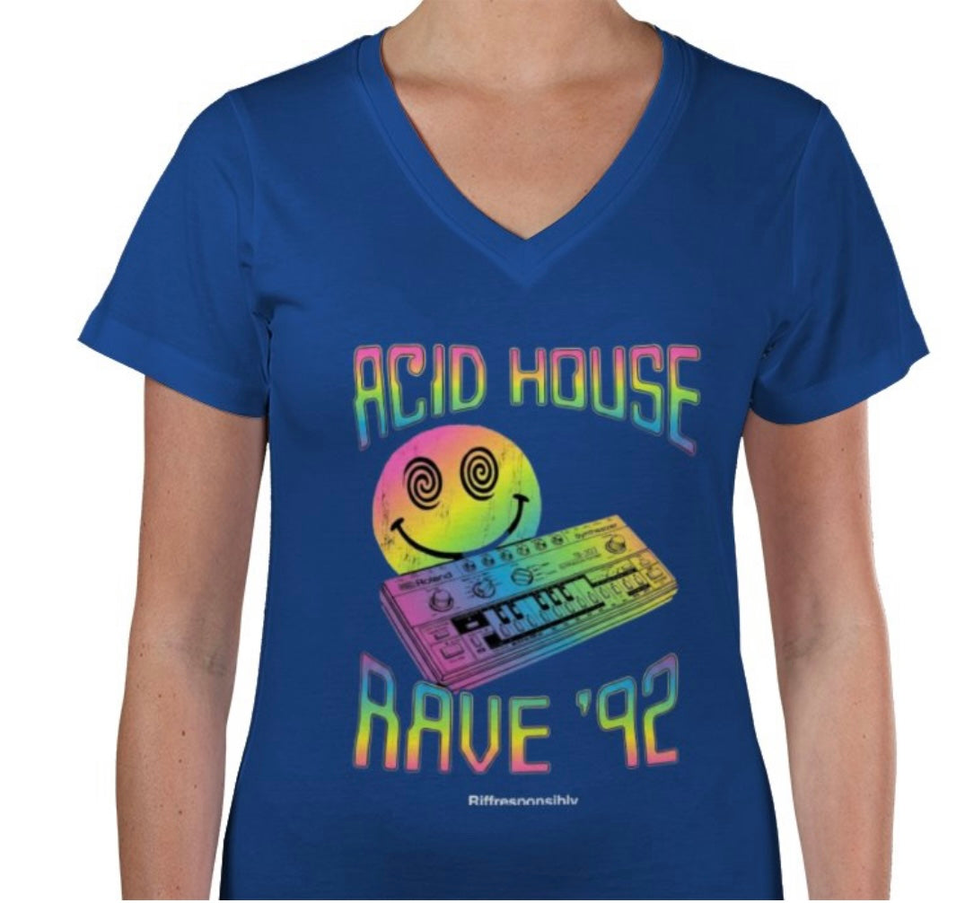 Riff Responsibly | Acid House Women V-Neck T-Shirt