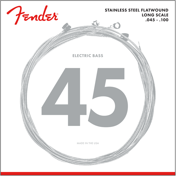 Fender Stainless 9050's Bass Strings, Stainless Steel Flatwound, 9050L 45-100