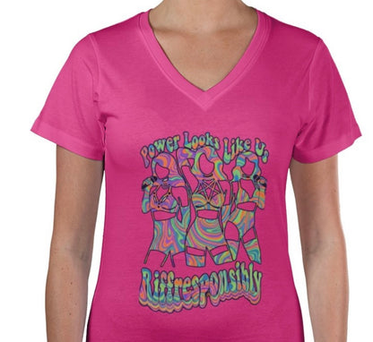 Riff Responsibly | Power Looks Like Us V Neck T-Shirt Women