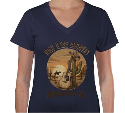 Riff Responsibly | Wild West Country Women V Neck T-Shirt