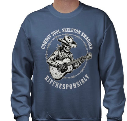 Riff Responsibly | Cowboy Soul Skeleton Swagger Sweatshirt
