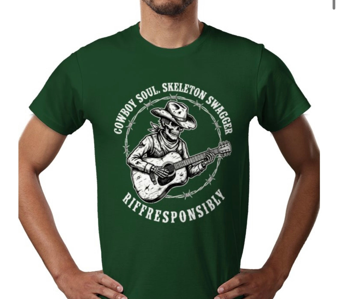 Riff Responsibly | Cowboy Soul Skeleton Swagger T-Shirt