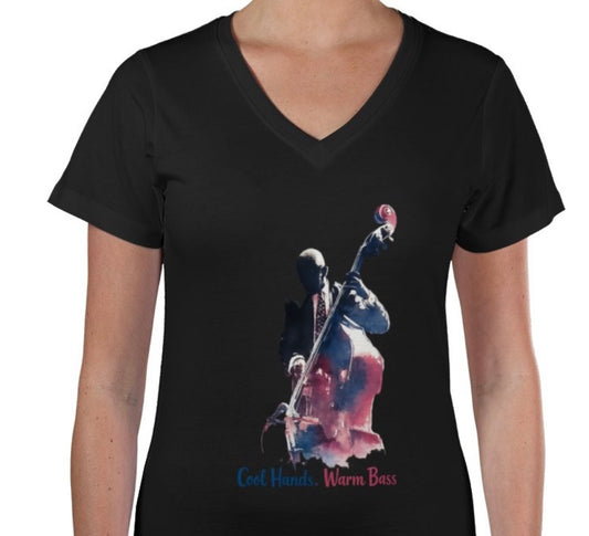 Riff Responsibly | Cool Hands Warm Bass V Neck T-Shirt Women