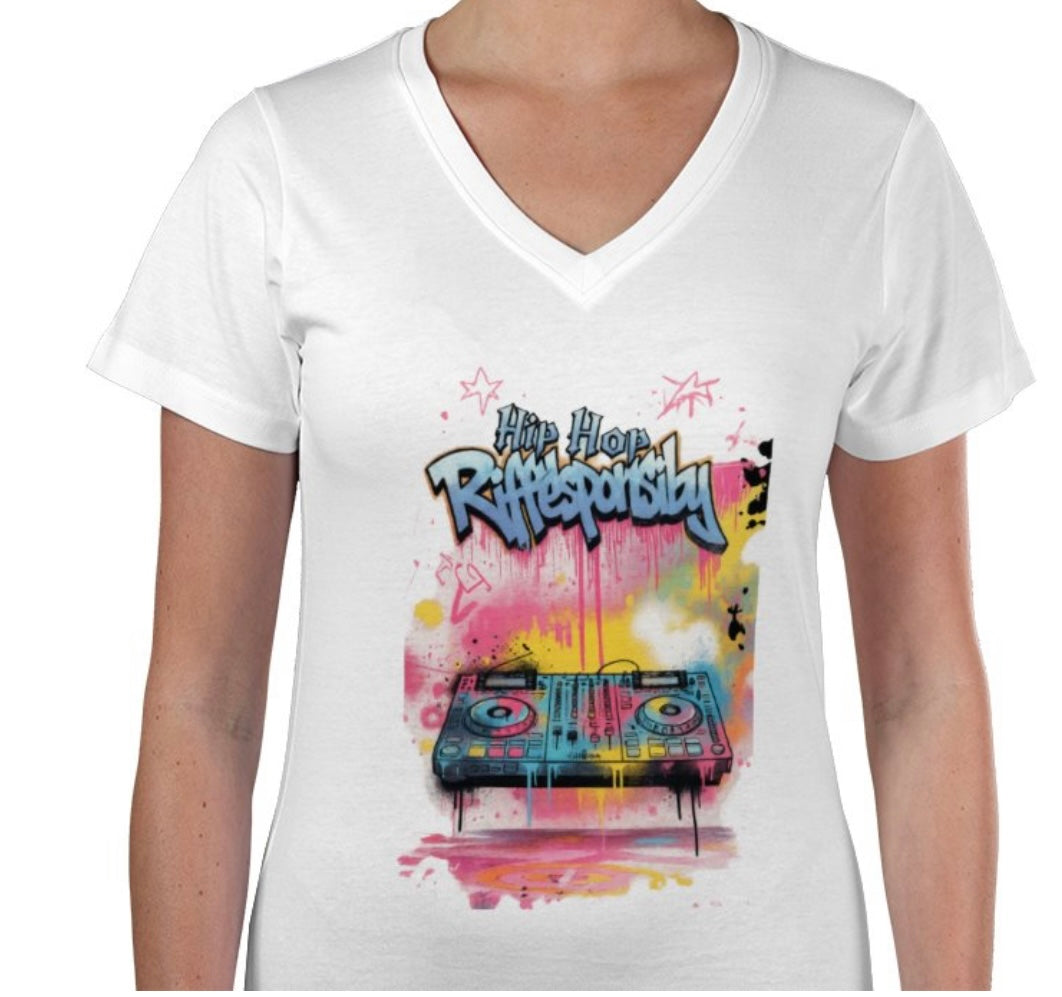 Riff Responsibly | Hip-Hop Womens V Neck T-Shirt