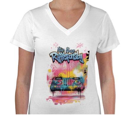 Riff Responsibly | Hip-Hop Womens V Neck T-Shirt