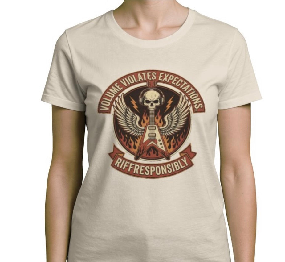 Riff Responsibly | Volume Violates Expectations Women T-Shirt
