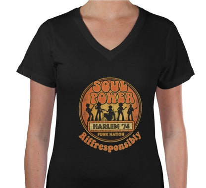 Riff Responsibly | Soul Power Women V Neck T-Shirt