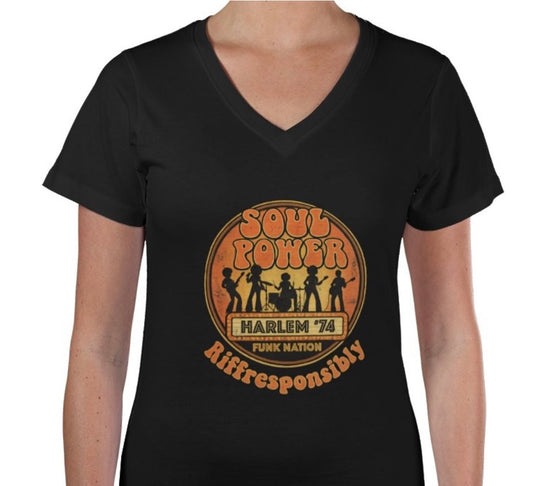 Riff Responsibly | Soul Power Women V Neck T-Shirt