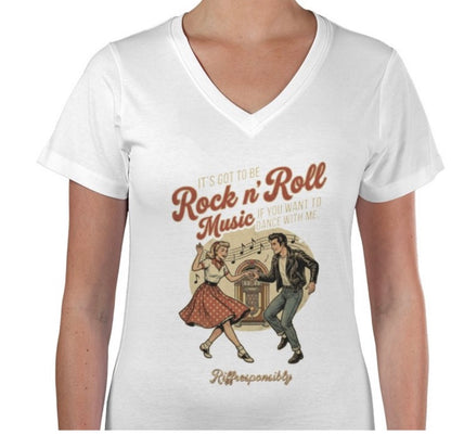 Riff Responsibly | If You Want To Dance With Me  Women V Neck T-Shirt