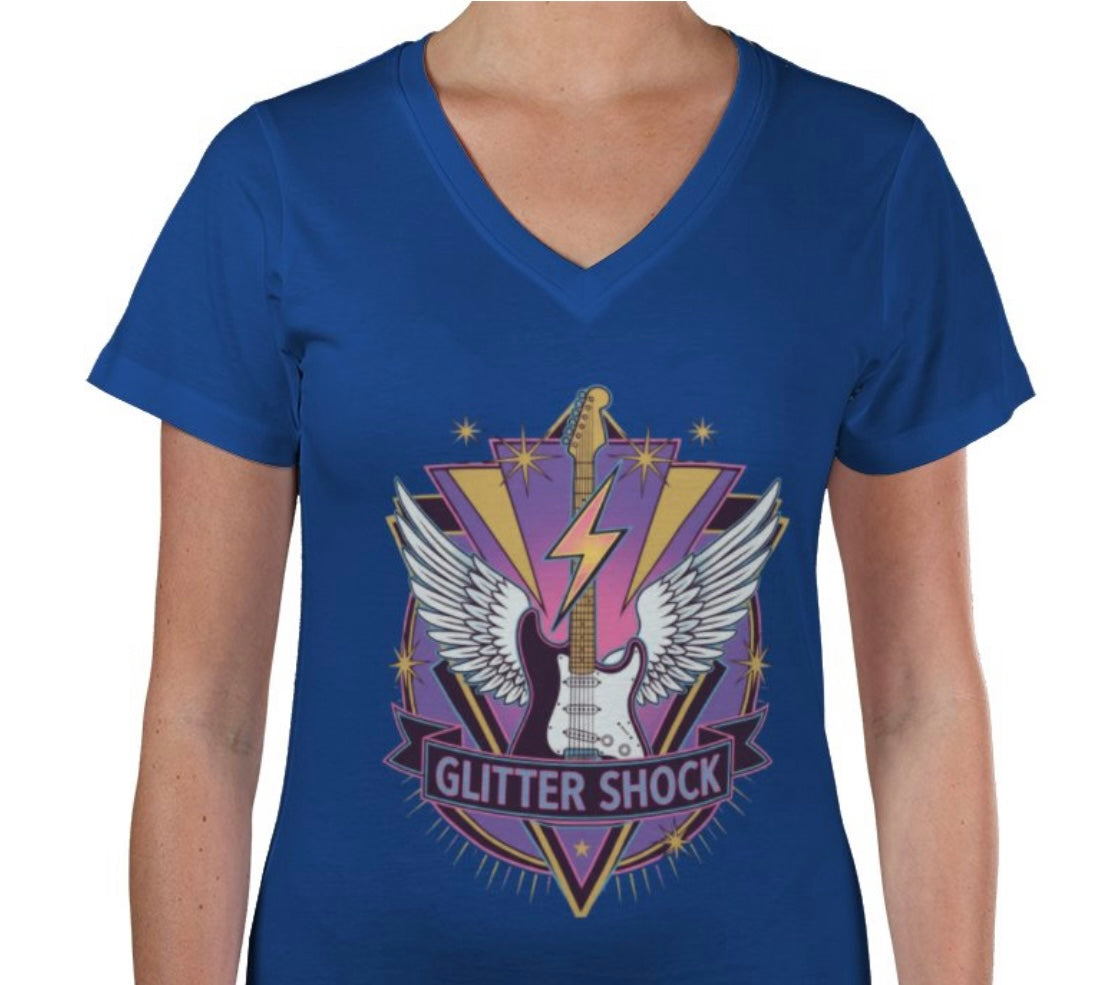 Riff Responsibly | Glitter Shock V Neck T-Shirt Women
