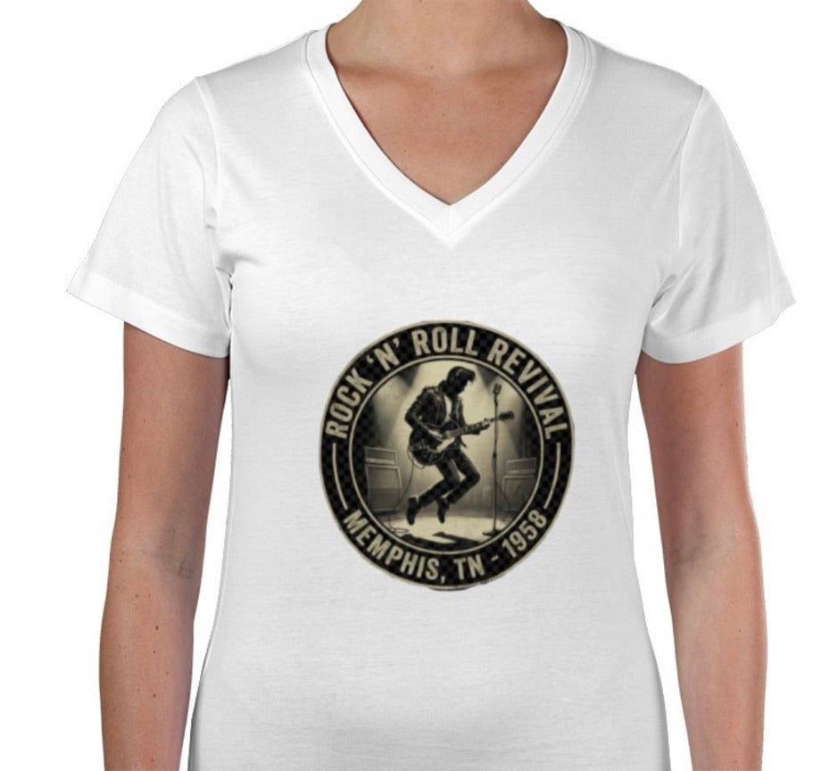 Riff Responsibly | Rock 'N' Roll Revival Women V Neck T-Shirt
