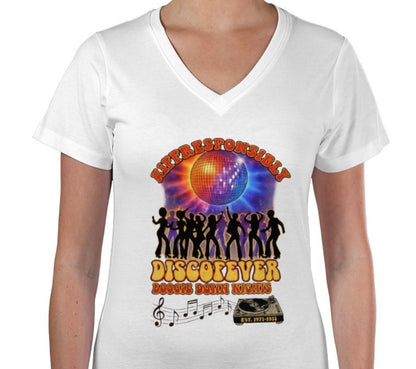 Riff Responsibly | Boogie Down Nights Women V Neck T-Shirt