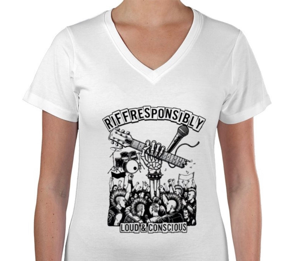 Riff Responsibly | Loud & Conscious V Neck T-Shirt Women