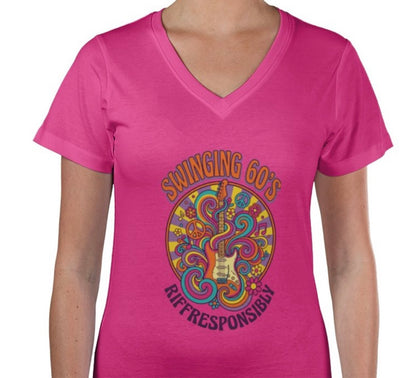 Riff Responsibly | Swinging 60s' V Neck Women T-Shirt