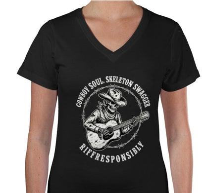 Riff Responsibly | Cowboy Swag V Neck T-Shirt Women