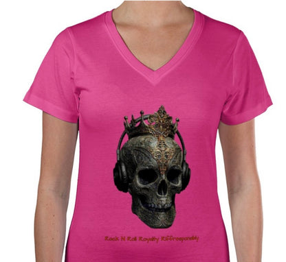 Riff Responsibly | Rock N Roll Royalty V Neck Women T-Shirt