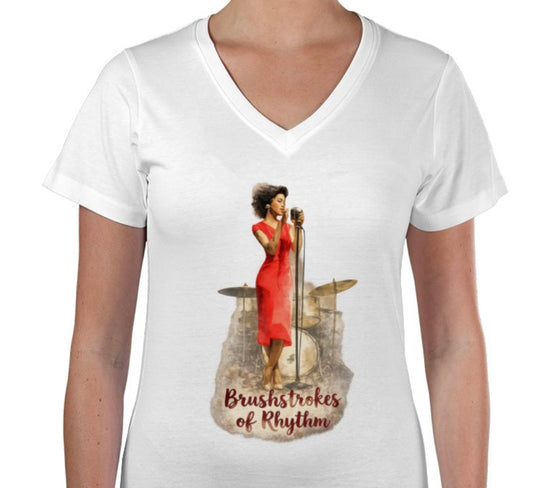 Riff Responsibly | Brushstrokes Of Rhythm V Neck T-Shirt Women