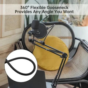 Dual-Layer Mic Pop Filter with 360° Adjustable Gooseneck