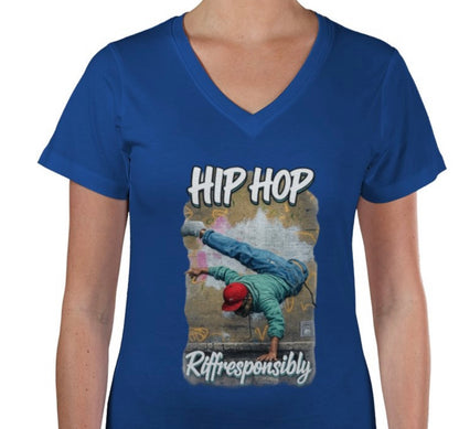 Riff Responsibly | Hip-Hop Womens V Neck T-Shirt