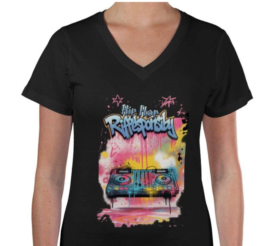 Riff Responsibly | Hip-Hop Womens V Neck T-Shirt