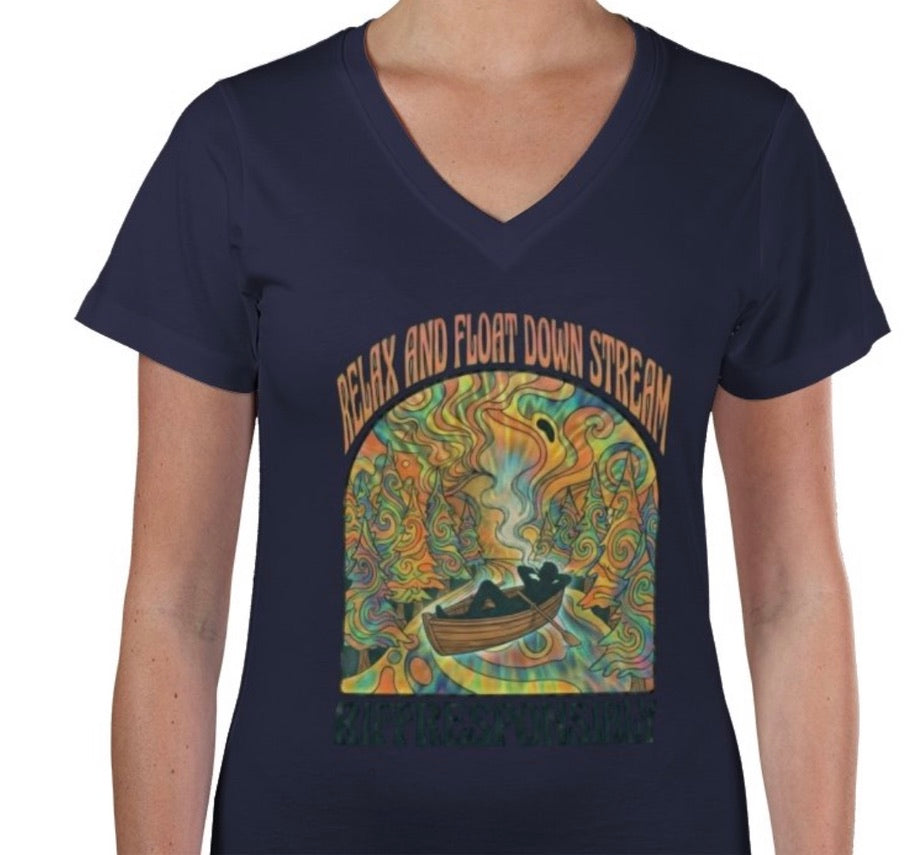 Riff Responsibly | Relax And Float Down Stream V Neck T-Shirt Women