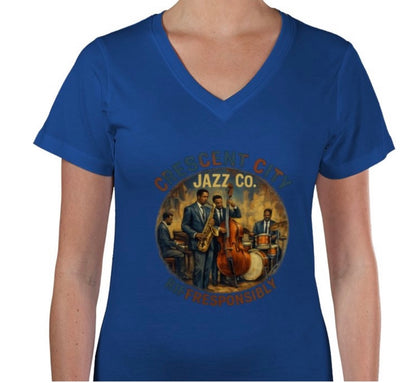 Riff Responsibly | Crescent City Women V Neck T-Shirt
