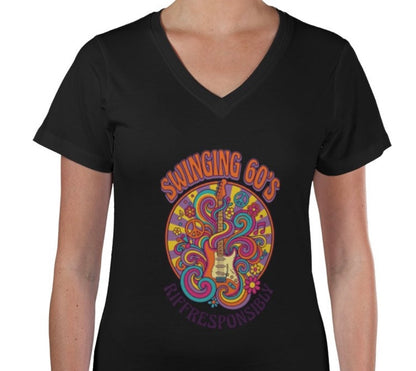 Riff Responsibly | Swinging 60s' V Neck Women T-Shirt