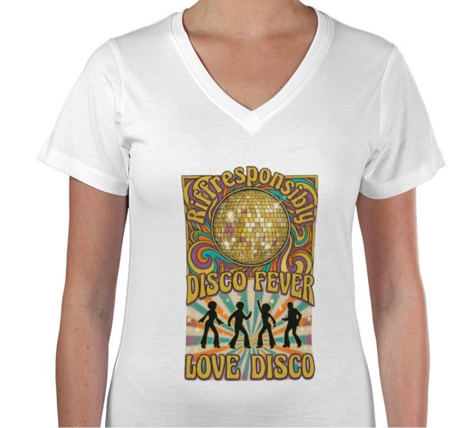 Riff Responsibly | Love Disco Women V Neck T-Shirt