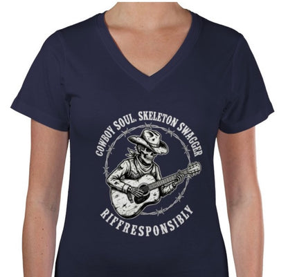 Riff Responsibly | Cowboy Swag V Neck T-Shirt Women