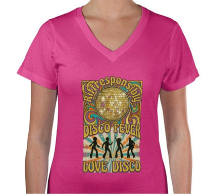 Riff Responsibly | Love Disco Women V Neck T-Shirt