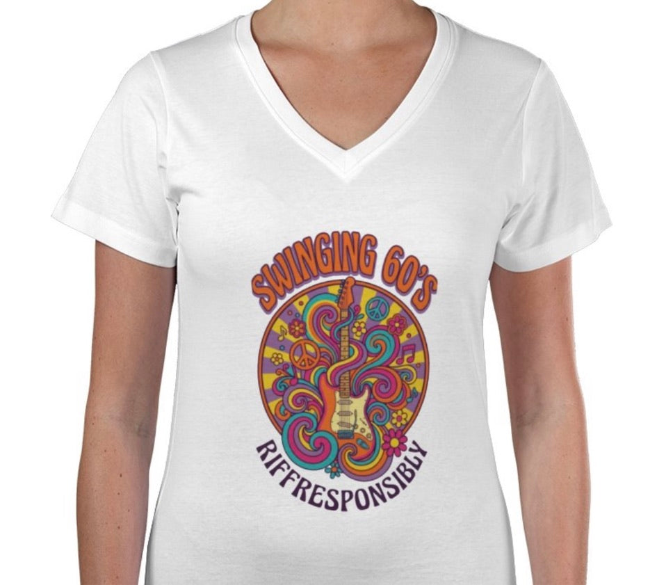 Riff Responsibly | Swinging 60s' V Neck Women T-Shirt