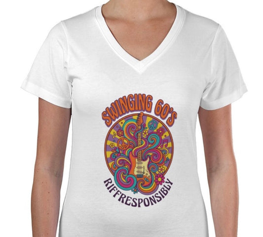 Riff Responsibly | Swinging 60s' V Neck Women T-Shirt