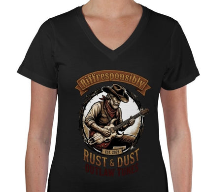 Riff Responsibly | Rust & Dust V Neck T-Shirt Women