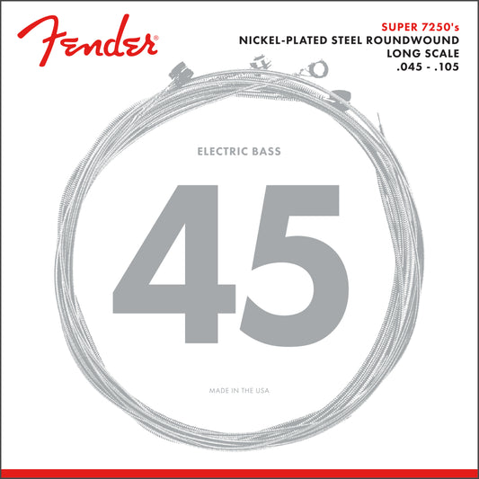Fender 7250 Bass Strings, Nickel Plated Steel, Long Scale, 7250M 45-105