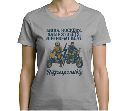 Riff Responsibly | Mod Rockers Same Street Different Beat Women T-Shirt