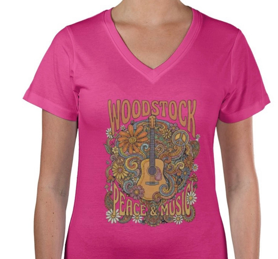 Riff Responsibly | WoodStock Women V Neck T-Shirt