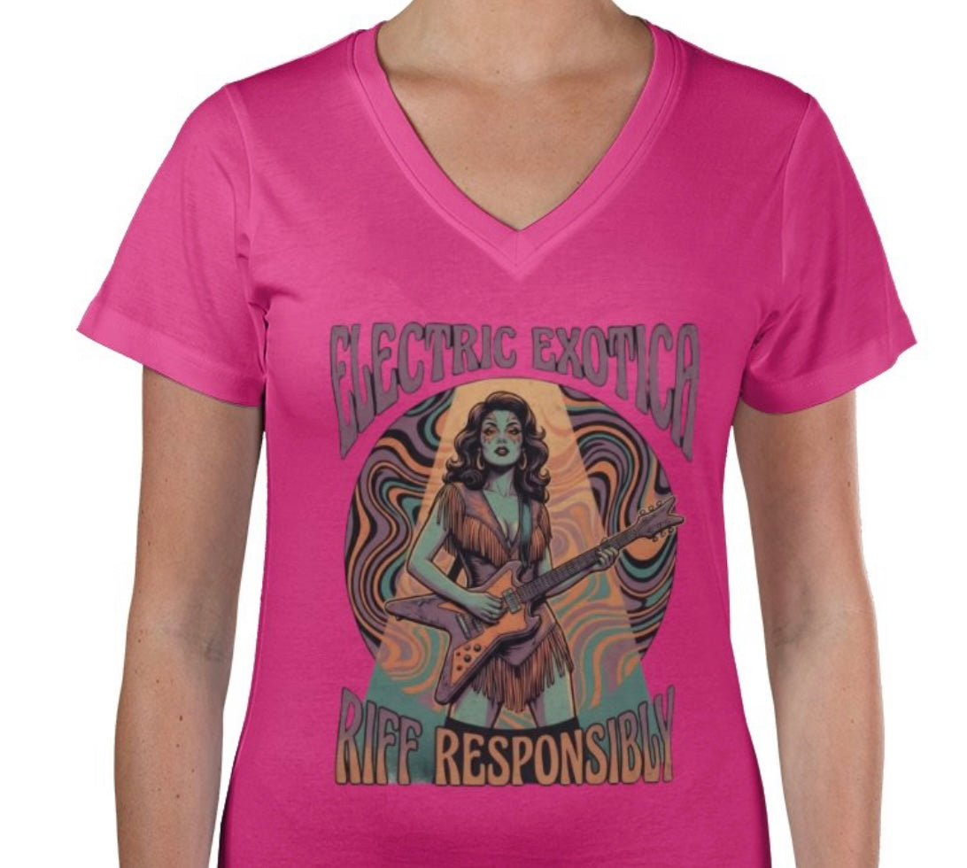 Riff Responsibly | Electric Exotica V Neck T-Shirt Women