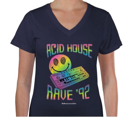 Riff Responsibly | Acid House Women V-Neck T-Shirt