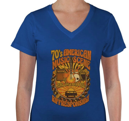 Riff Responsibly | 70's Americana Women V Neck T-Shirt