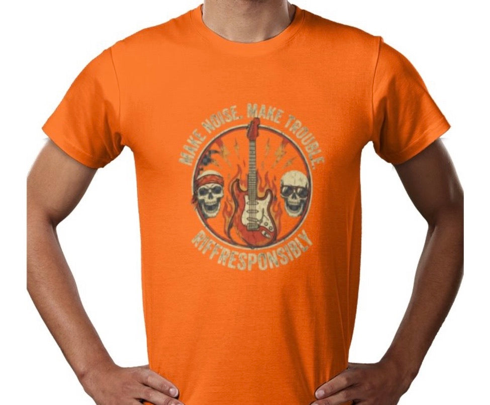 Riff Responsibly | Make Noise. Make Trouble T-Shirt