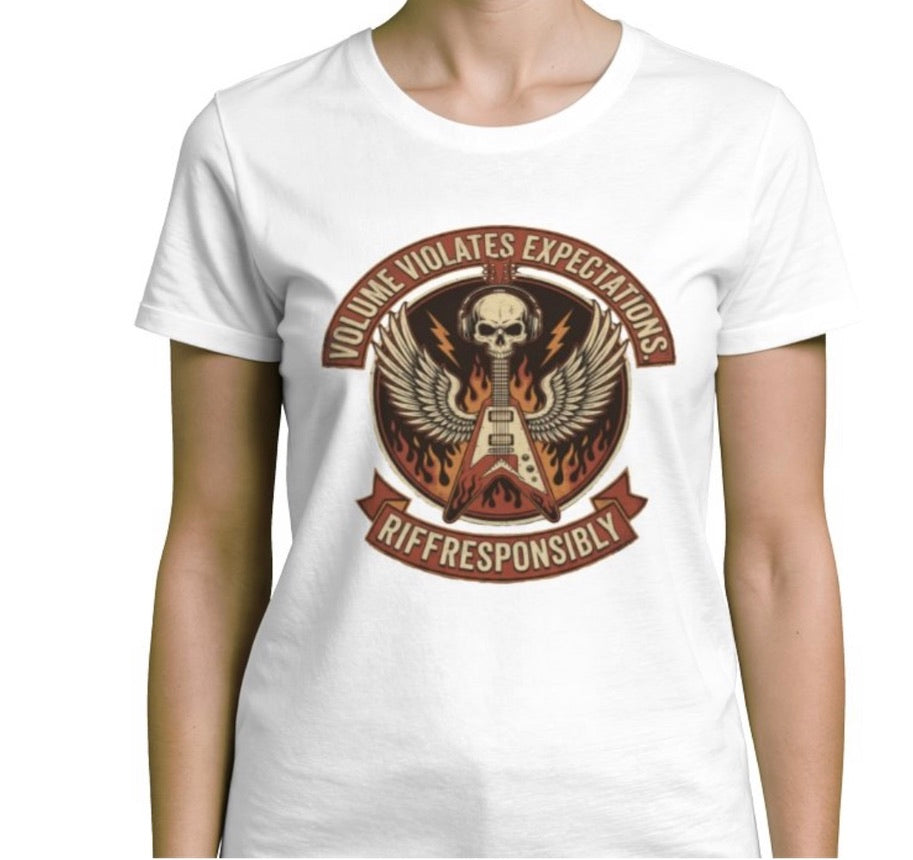 Riff Responsibly | Volume Violates Expectations Women T-Shirt